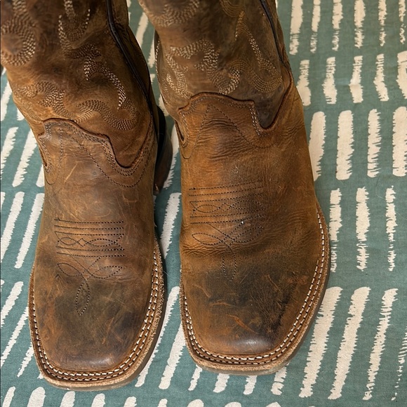 Kids Western Distressed Brown Square Toe Cowboy Boots sz12 - Picture 9 of 10